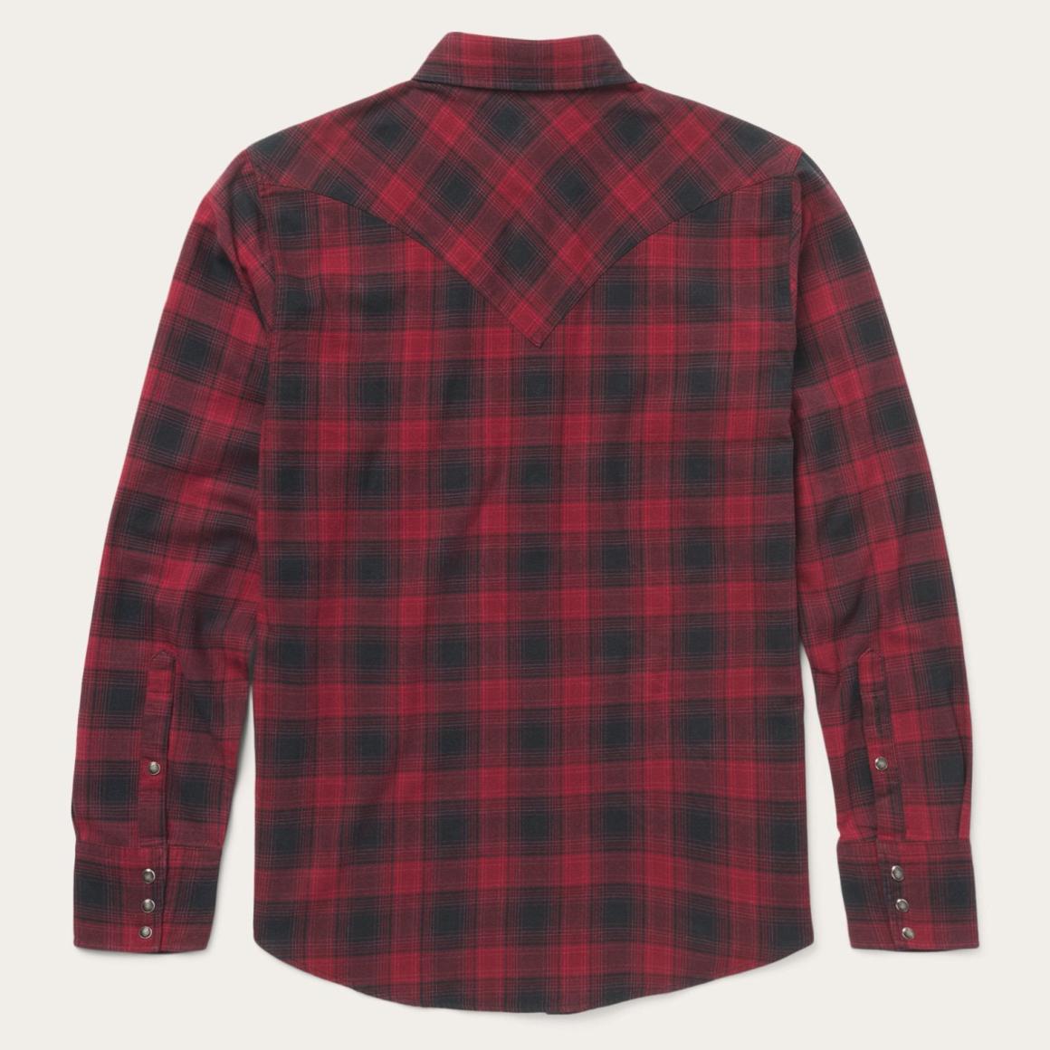 Brushed Twill Plaid Shirt Black | Men Stetson Modern Cut