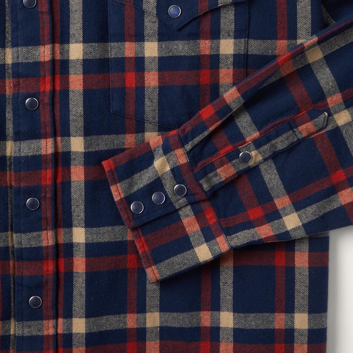 Brushed Twill Plaid Shirt Blue | Men Stetson Classic Cut
