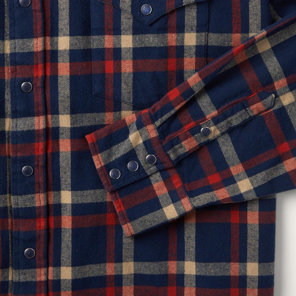 Brushed Twill Plaid Shirt Blue | Men Stetson Classic Cut