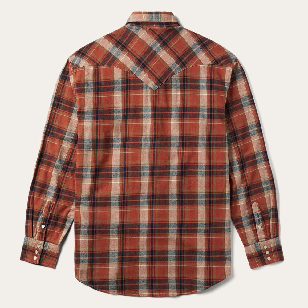 Brushed Twill Plaid Shirt Orange | Men Stetson Classic Cut