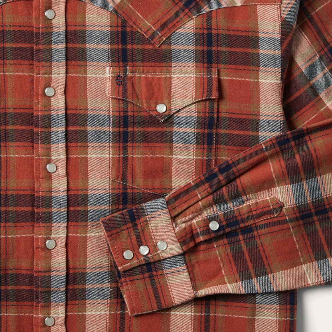 Brushed Twill Plaid Shirt Orange | Men Stetson Flannel Shirts