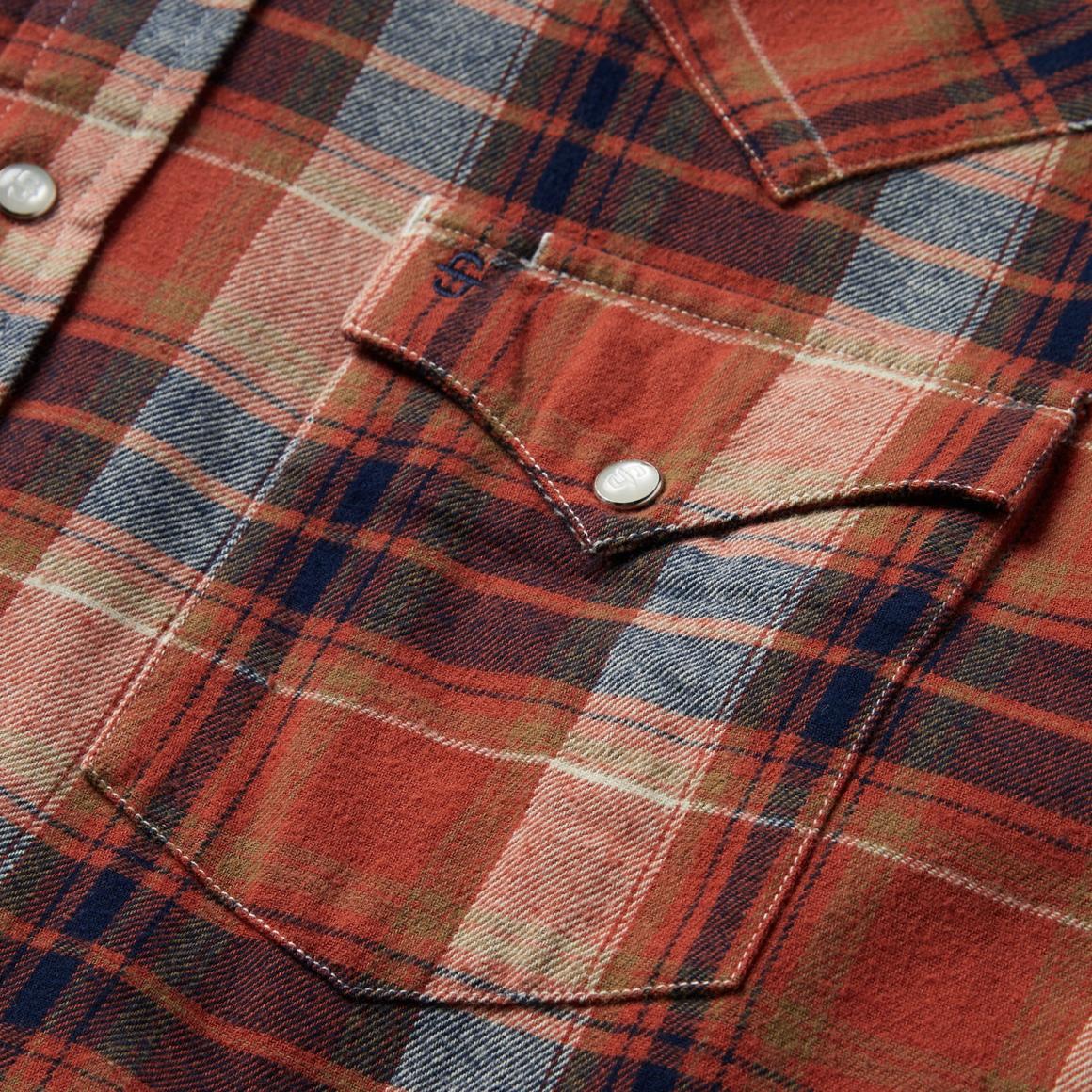 Brushed Twill Plaid Shirt Orange | Men Stetson Western Shirts