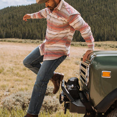 Brushed Twill Striped Shirt Red | Men Stetson Classic Cut
