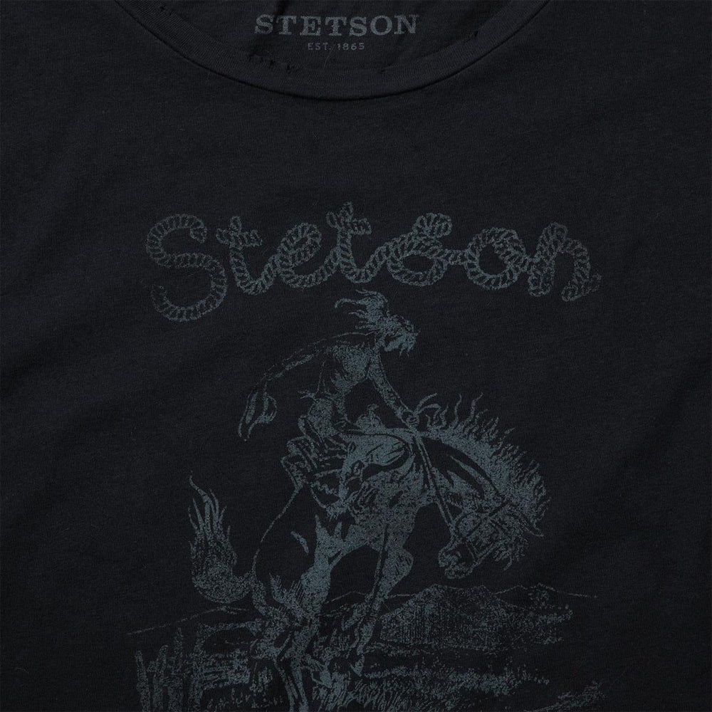 Bucking Cowboy Graphic Tee Black | Women Stetson Tees