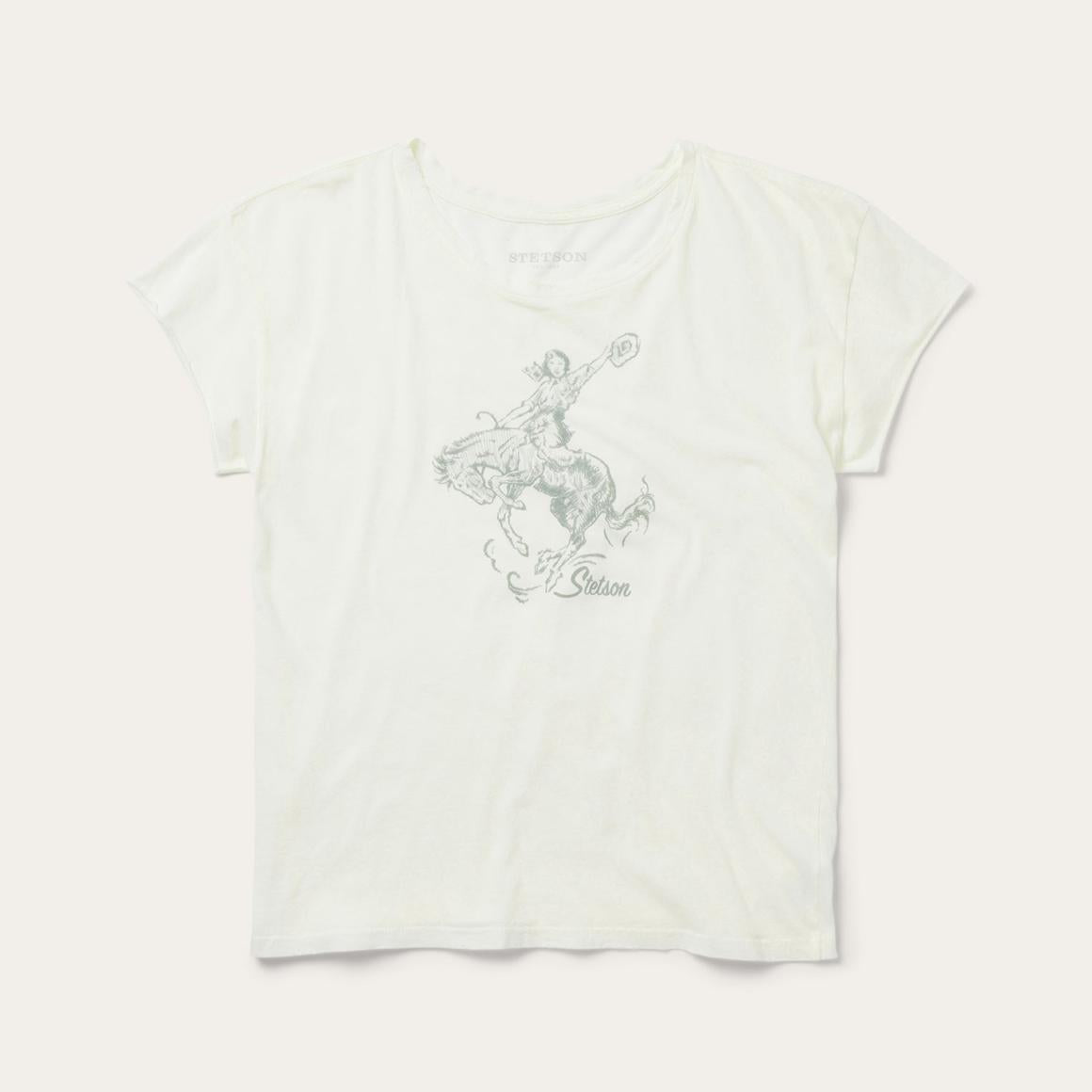 Bucking Cowgirl Graphic Tee White | Women Stetson Tees