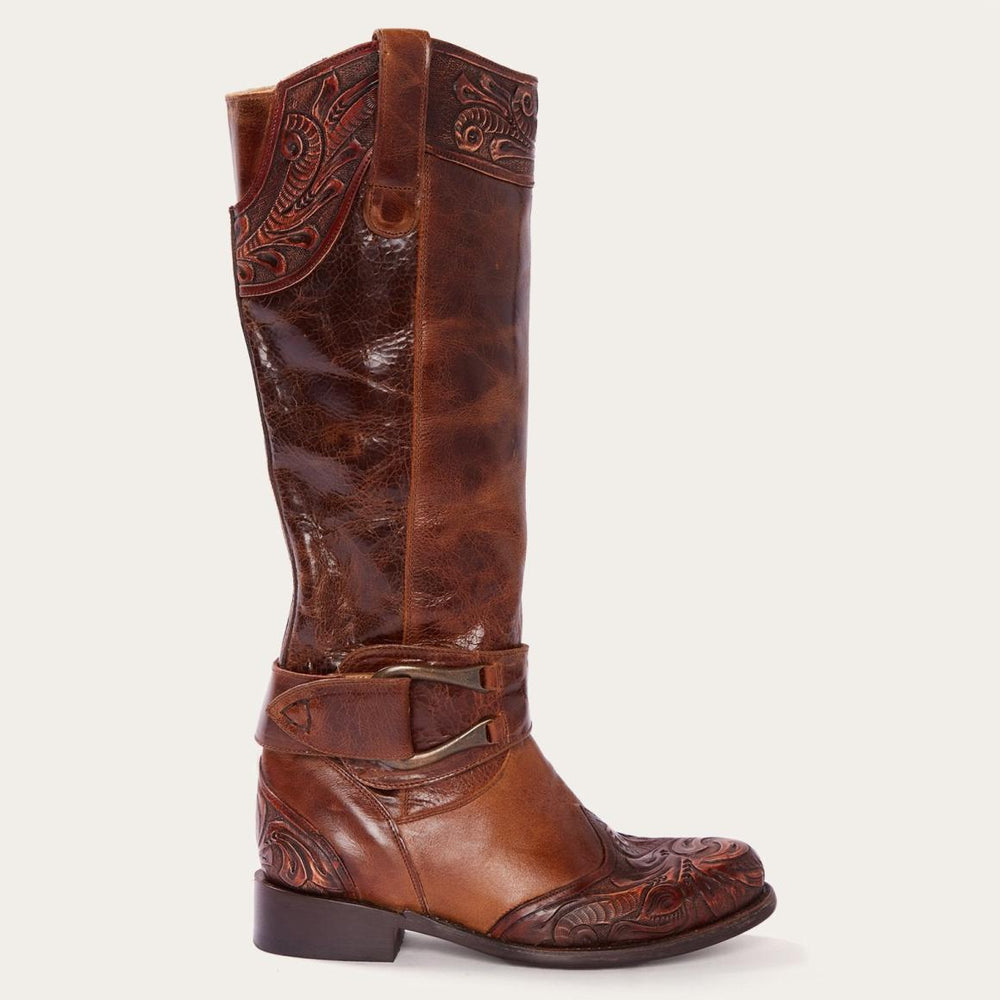 Burnished Cognac Paisley Side Zip Cowboy Boot Tan | Women Stetson Western