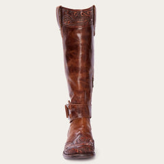Burnished Cognac Paisley Side Zip Cowboy Boot Tan | Women Stetson Western