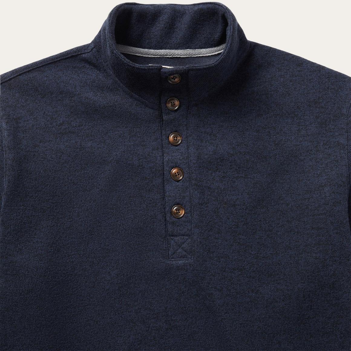 Button-Front Blue Pullover Knit Sweater Blue | Men Stetson Sweaters &amp; Hoodies