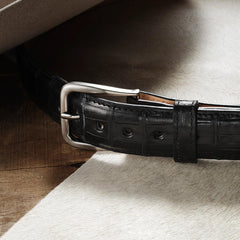 Caiman Western Tab Belt - 1 1/4" Width Black Classic | Men Stetson Belts