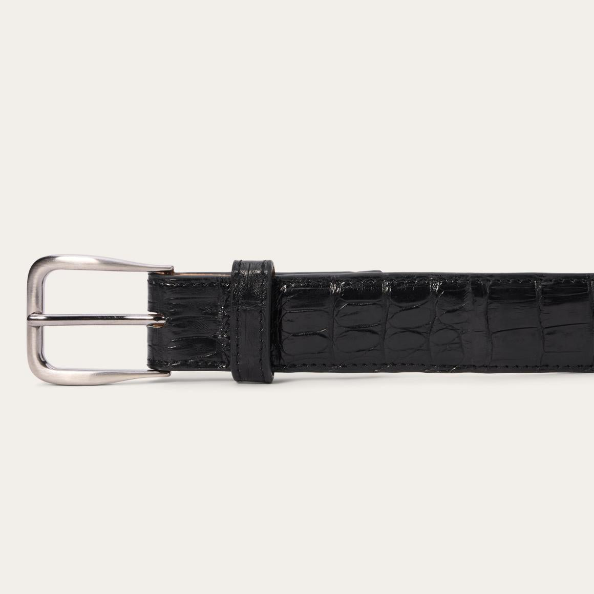 Caiman Western Tab Belt - 1 1/4" Width Black Classic | Men Stetson Belts