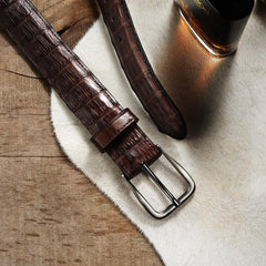 Caiman Western Tab Belt - 1 1/4" Width Cigar Classic | Men Stetson Belts