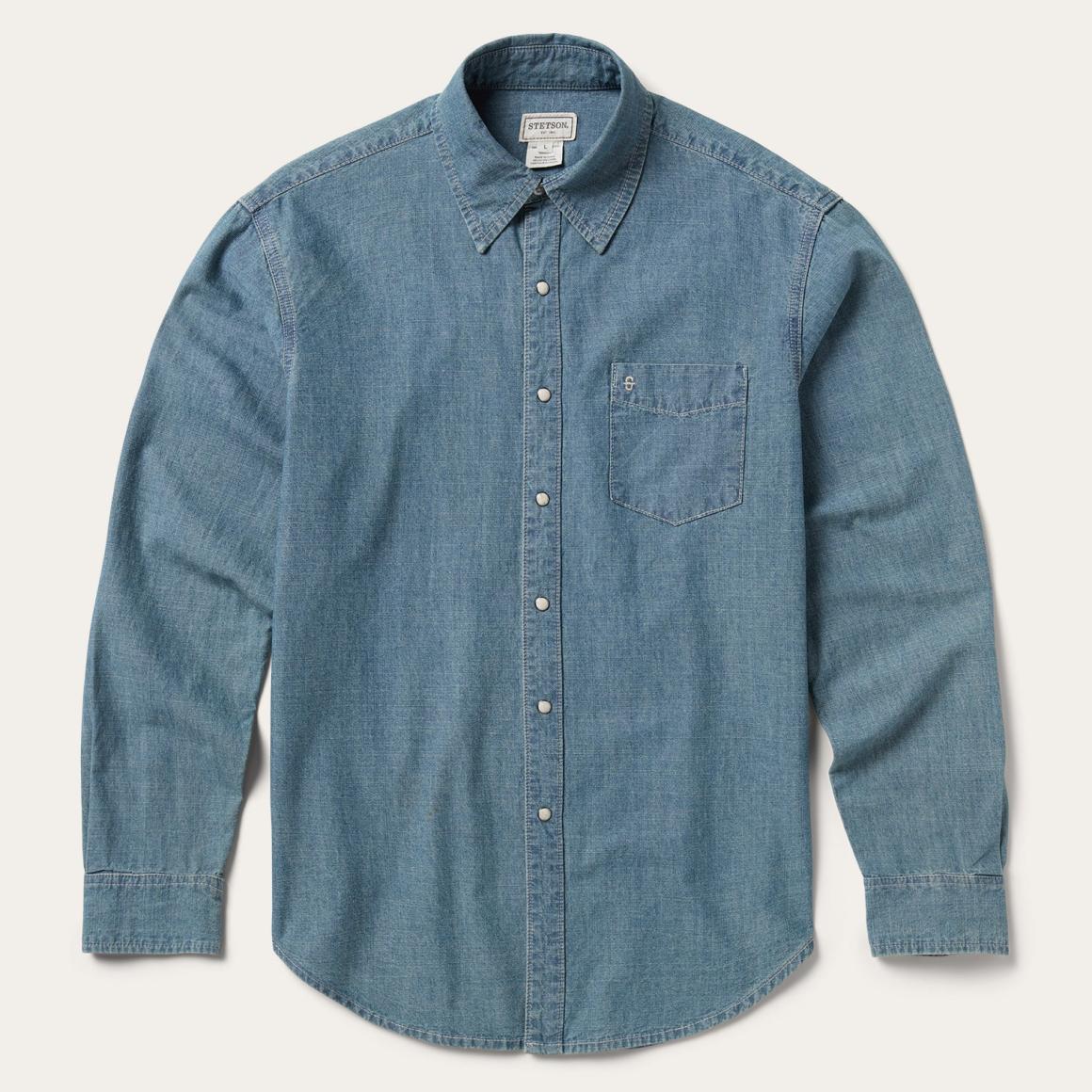 Chambray Denim Shirt Blue | Men Stetson Modern Cut