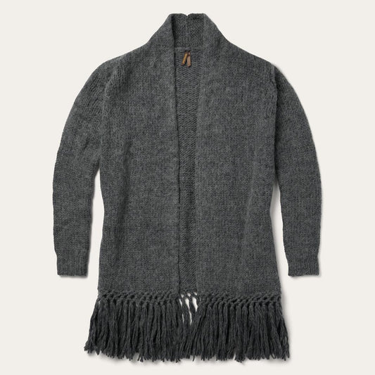 Charcoal Fringed Cardigan Grey | Women Stetson Fringe Jackets