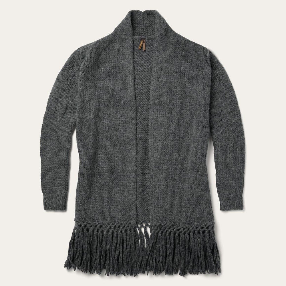 Charcoal Fringed Cardigan Grey | Women Stetson Sweaters