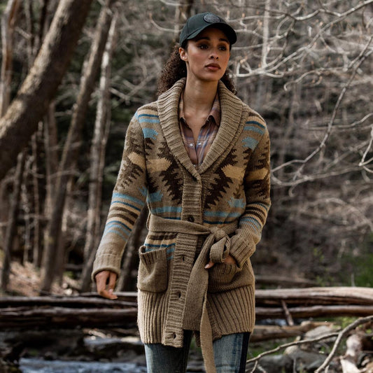 Chunky Knit Tie Sweater In Brown Wine | Women Stetson Sweaters