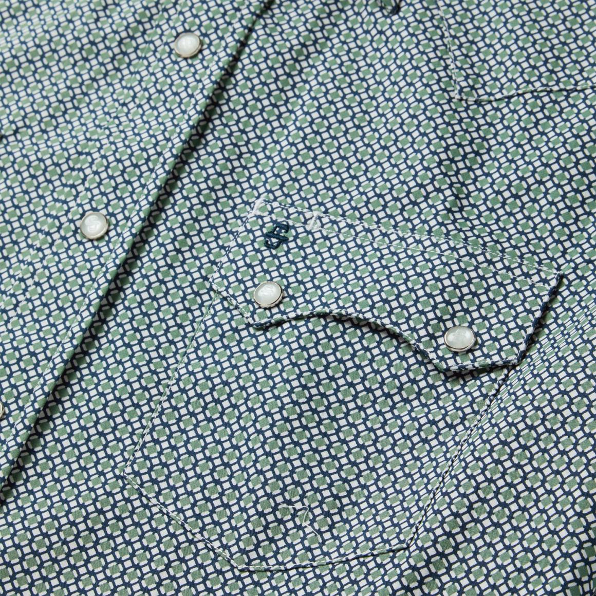 Circle Diamond Print Short Sleeve Western Shirt Green | Men Stetson Classic Cut