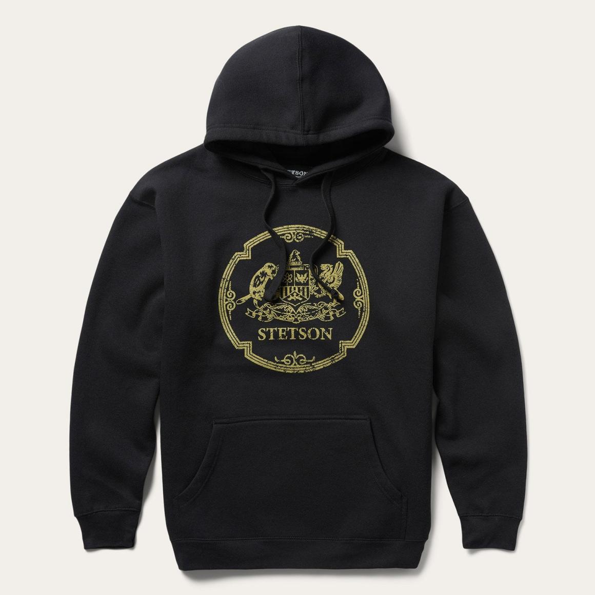 Classic Crest Hooded Sweatshirt Black | Men Stetson Sweaters &amp; Hoodies