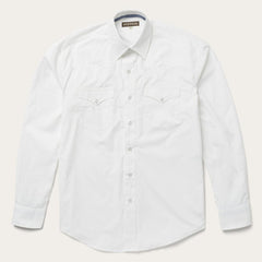 Classic Solid Snap Poplin Shirt In Optic White White | Men Stetson Classic Cut