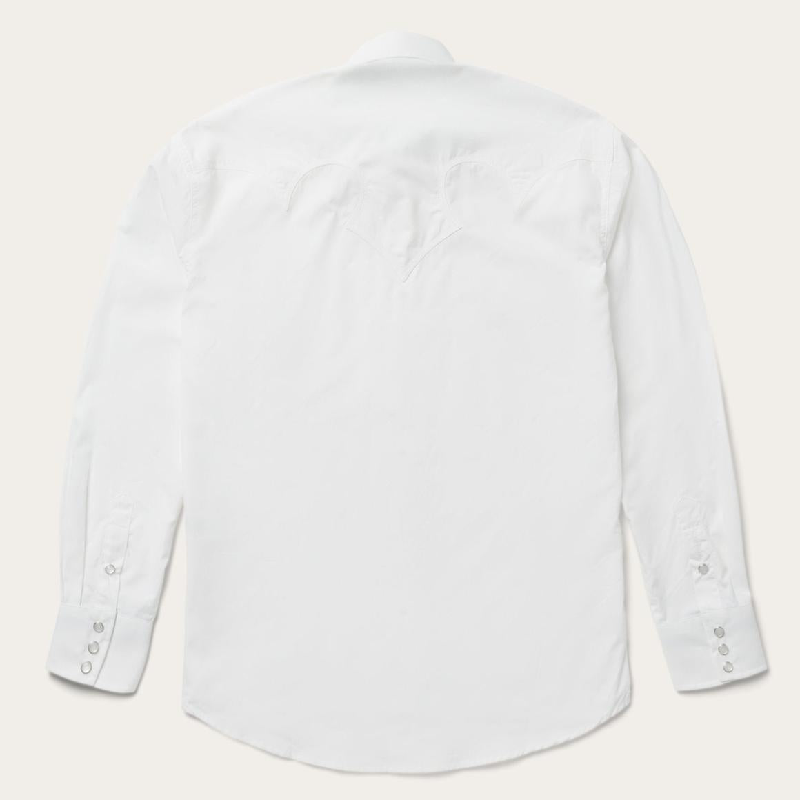 Classic Solid Snap Poplin Shirt In Optic White White | Men Stetson Western Shirts