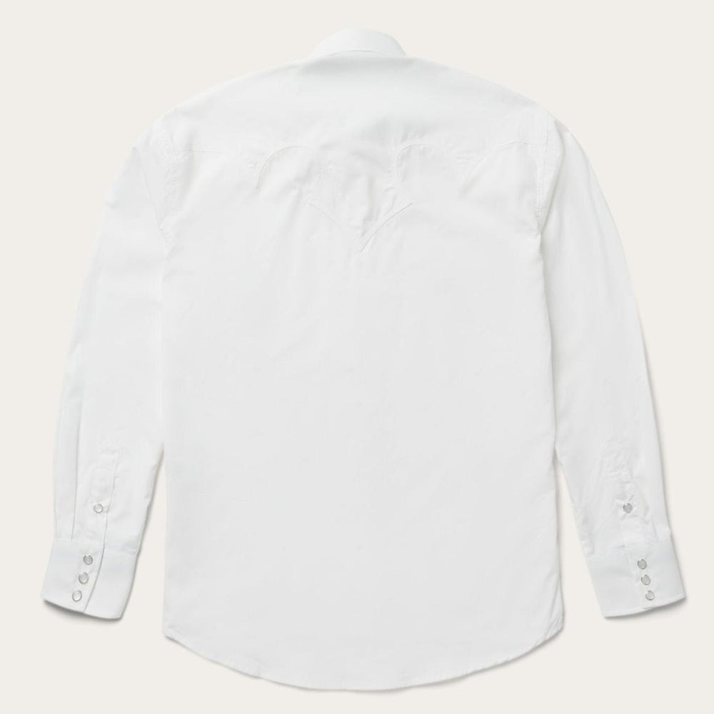 Classic Solid Snap Poplin Shirt In Optic White White | Men Stetson Western Shirts