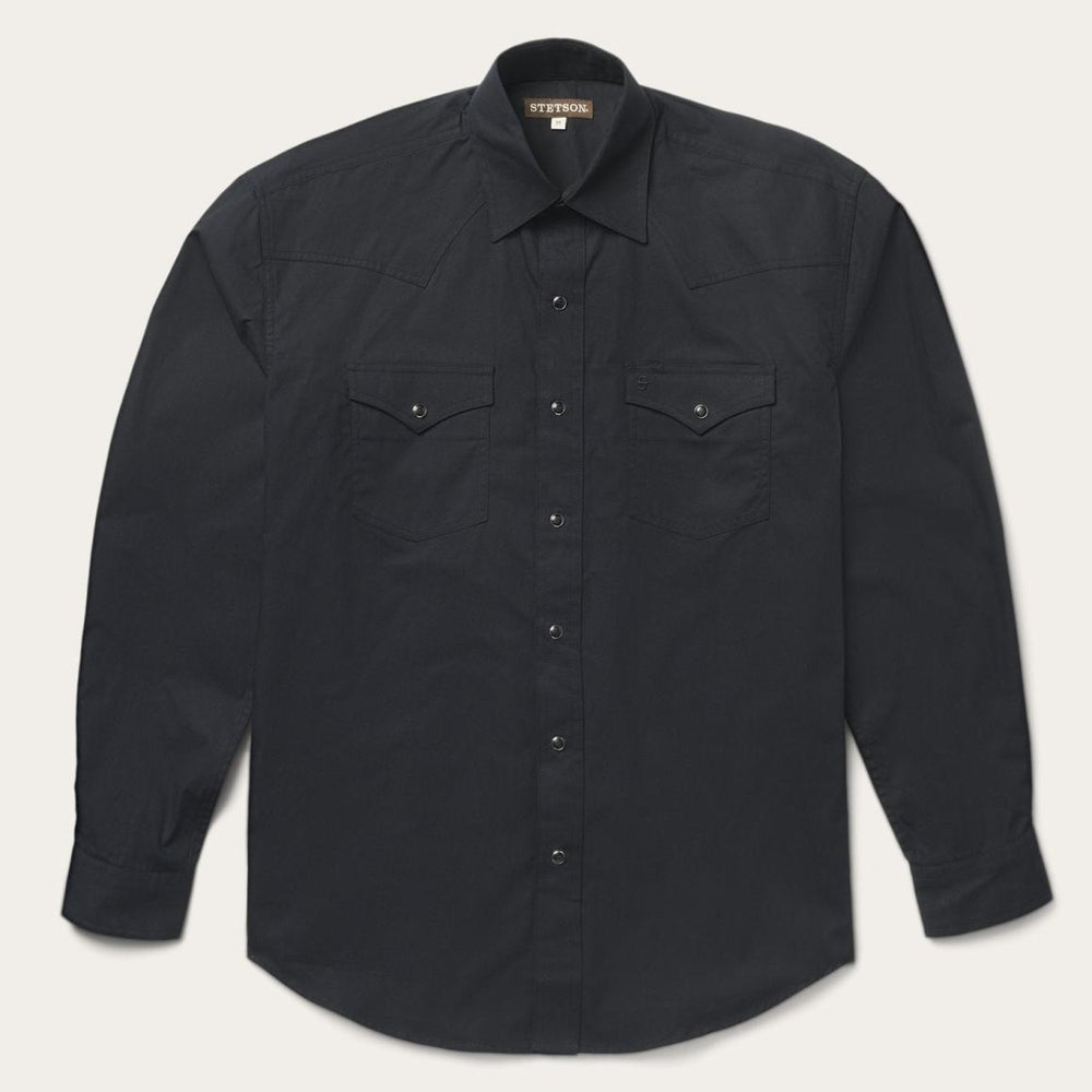 Classic Western Shirt In Black Black | Men Stetson Classic Cut