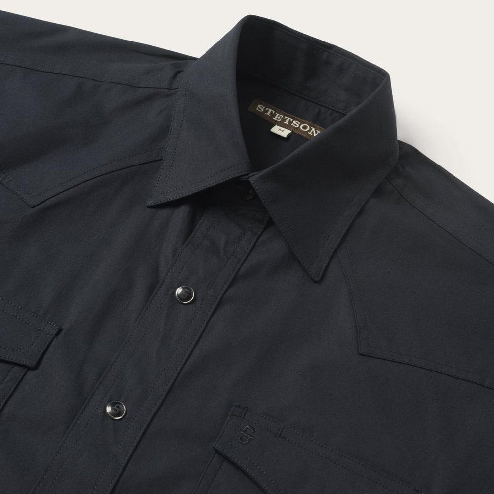 Classic Western Shirt In Black Black | Men Stetson Classic Cut