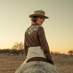Classic Western Snap Shirt Brown | Women Stetson Western Shirts