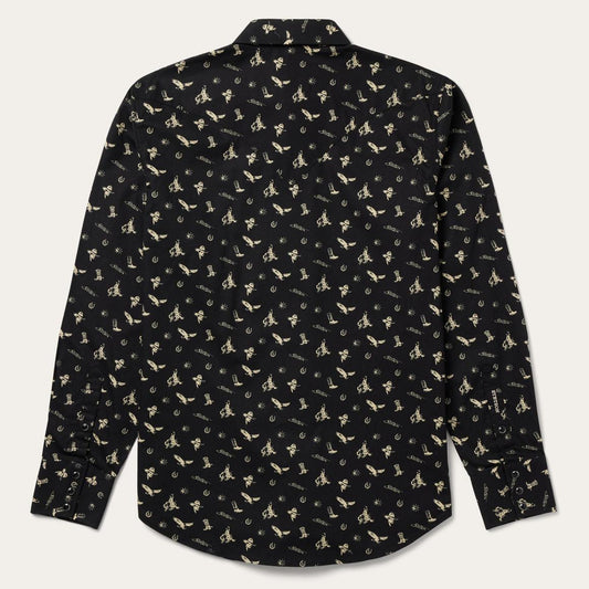 Conversation Print Western Shirt Black | Men Stetson Western Shirts