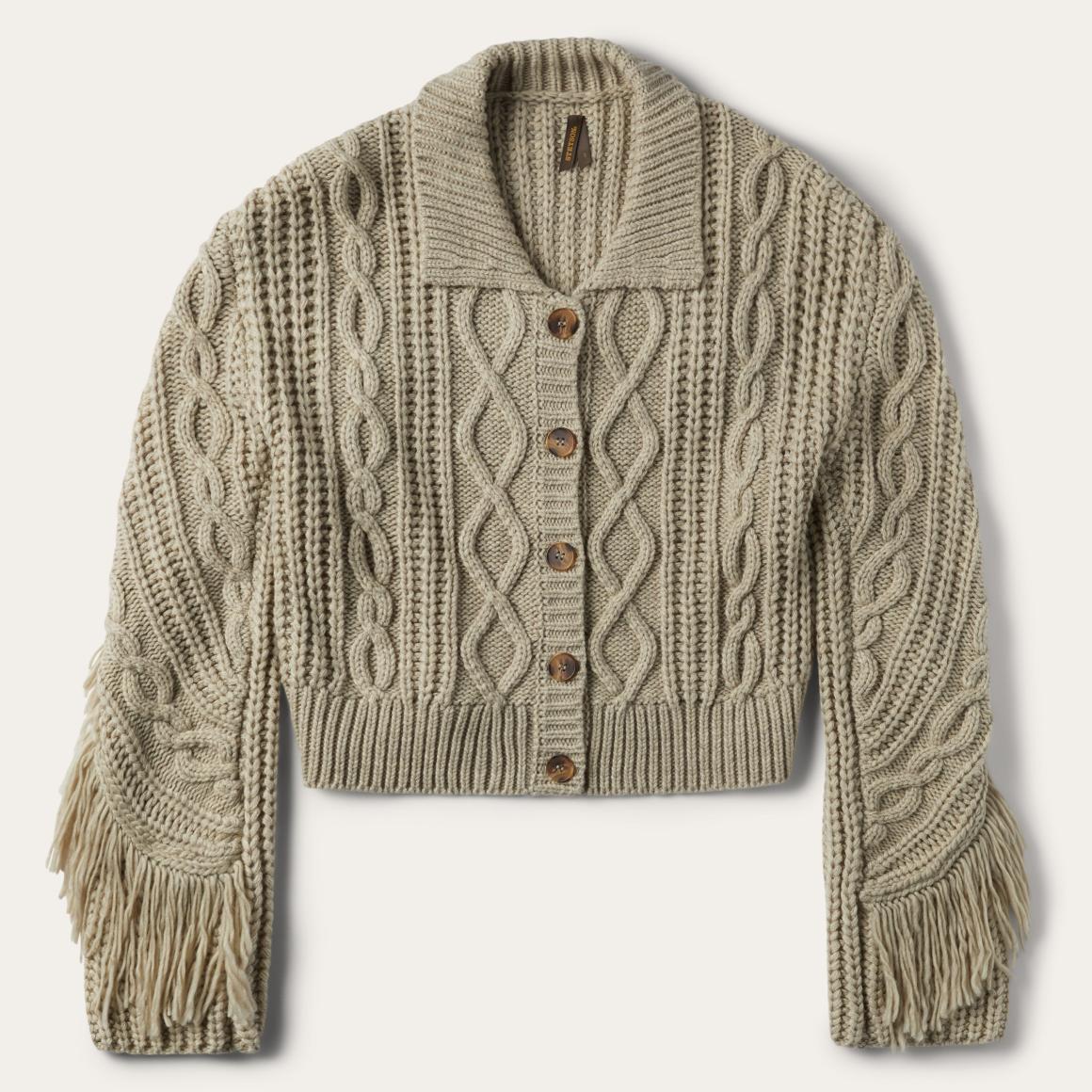 Cream Fringed Cardigan Tan | Women Stetson Sweaters