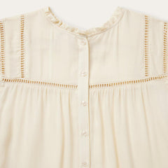 Cream Herringbone Blouse White | Women Stetson Blouses