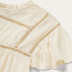 Cream Herringbone Blouse White | Women Stetson Blouses