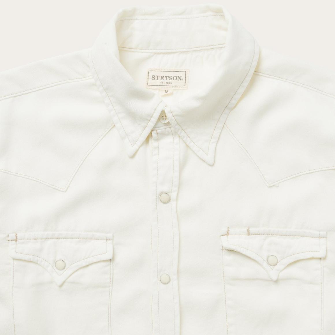 Cream Twill Shirt White | Men Stetson Western Shirts