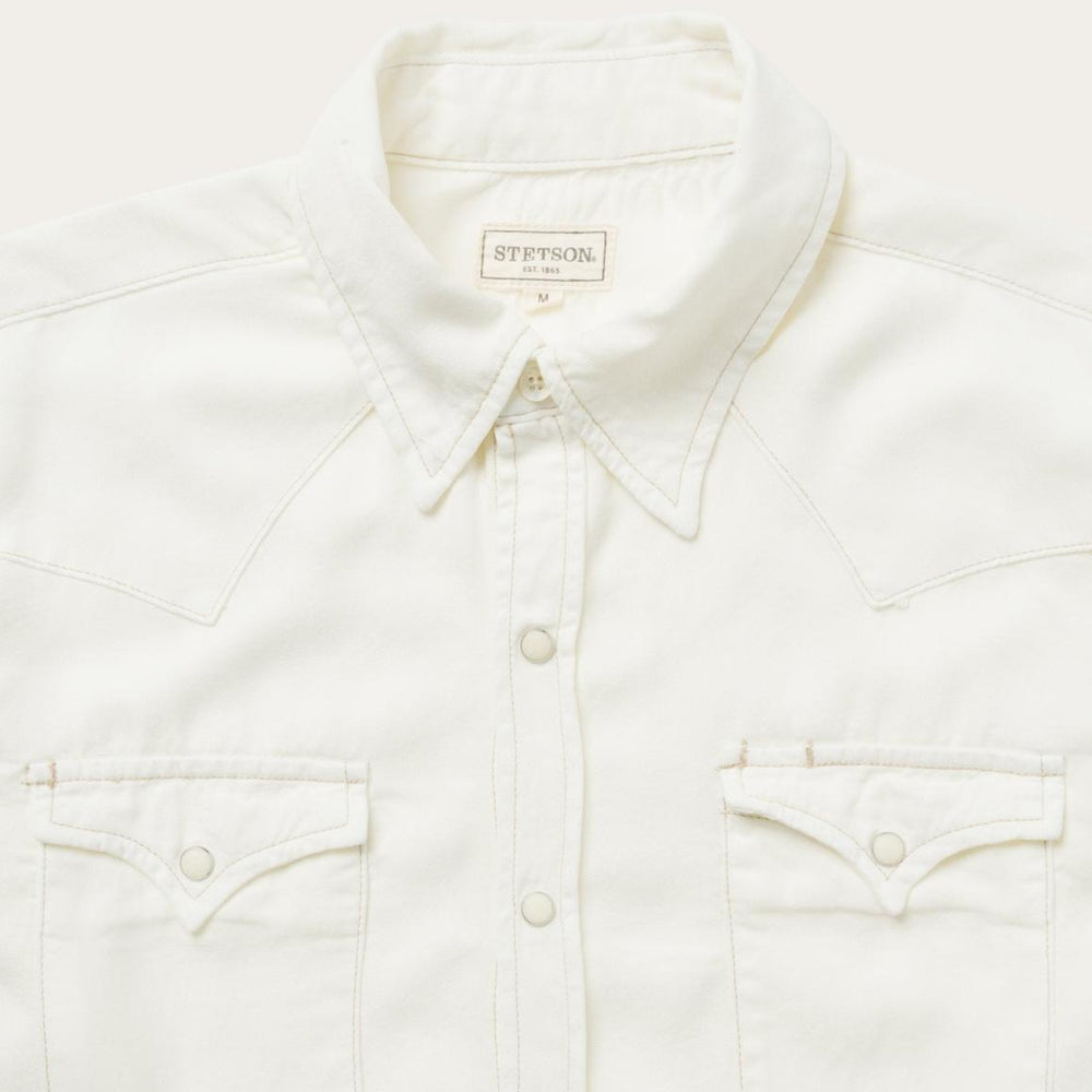 Cream Twill Shirt White | Men Stetson Western Shirts