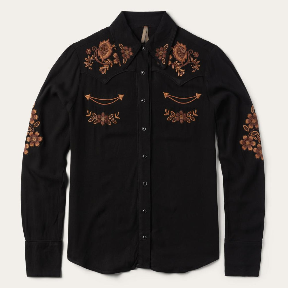 Crepe Western Shirt Black | Women Stetson Western Shirts