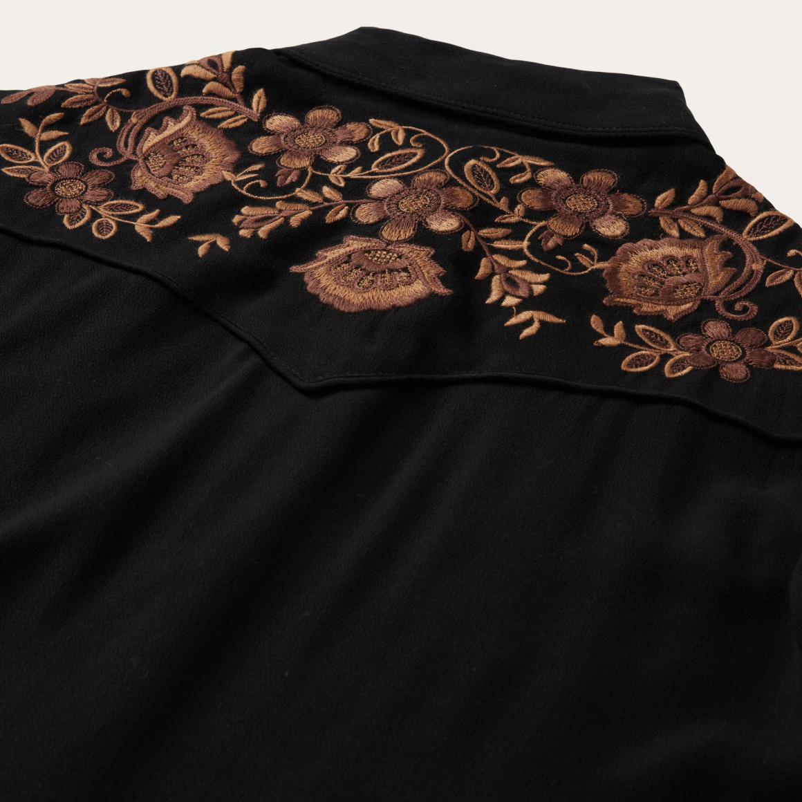 Crepe Western Shirt Black | Women Stetson Western Shirts