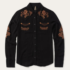 Crepe Western Shirt Black | Women Stetson Western Shirts