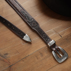 Croco Print Tooled Tapered Belt Brown/cognac | Men Stetson Belts