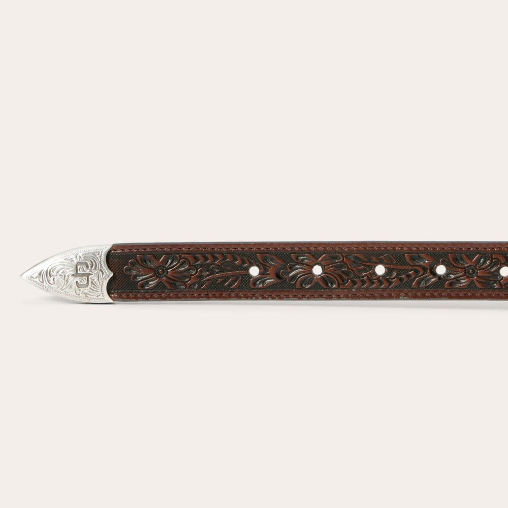 Croco Print Tooled Tapered Belt Brown/cognac | Men Stetson Belts