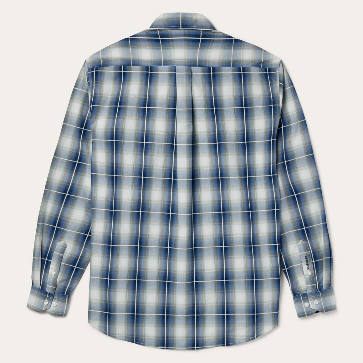 Crystal Plaid Button Down Shirt Blue | Men Stetson Classic Cut