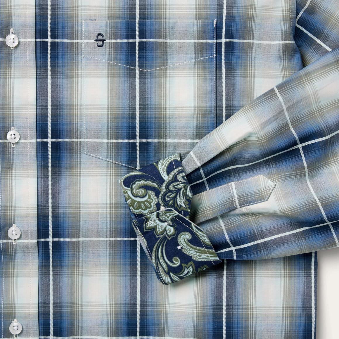 Crystal Plaid Button Down Shirt Blue | Men Stetson Western Shirts