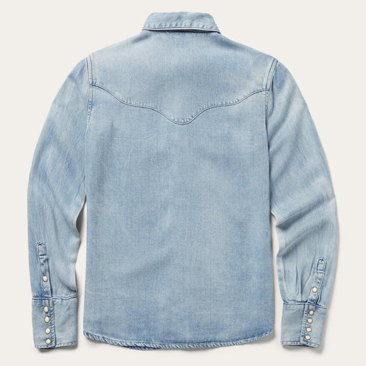 Curved Yoke Western Denim Shirt Blue | Women Stetson Denim Shirts