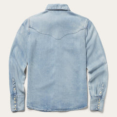 Curved Yoke Western Denim Shirt Blue | Women Stetson Denim Shirts