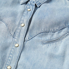 Curved Yoke Western Denim Shirt Blue | Women Stetson Denim Shirts