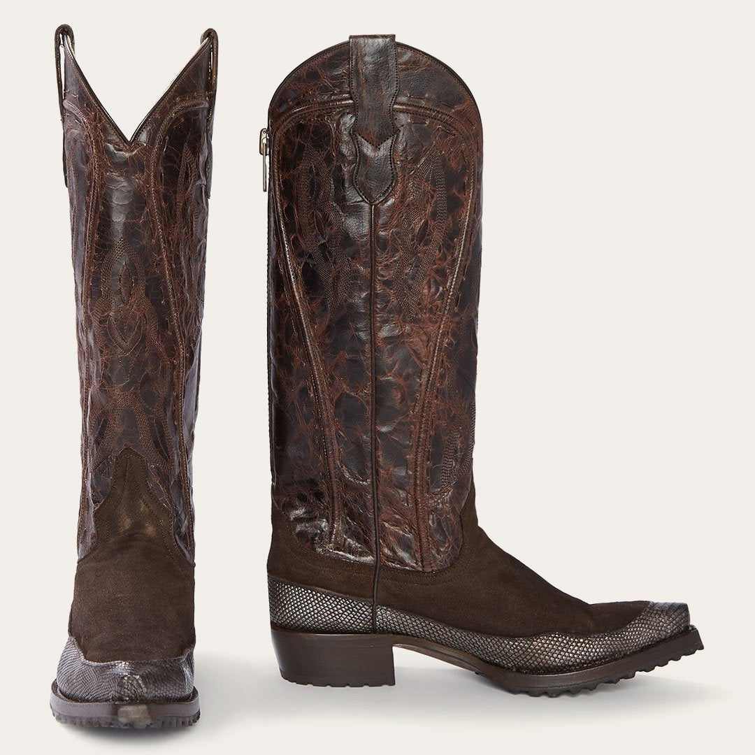 Dakota Brown Suede &amp; Teju Cowboy Boot Brown | Women Stetson Western