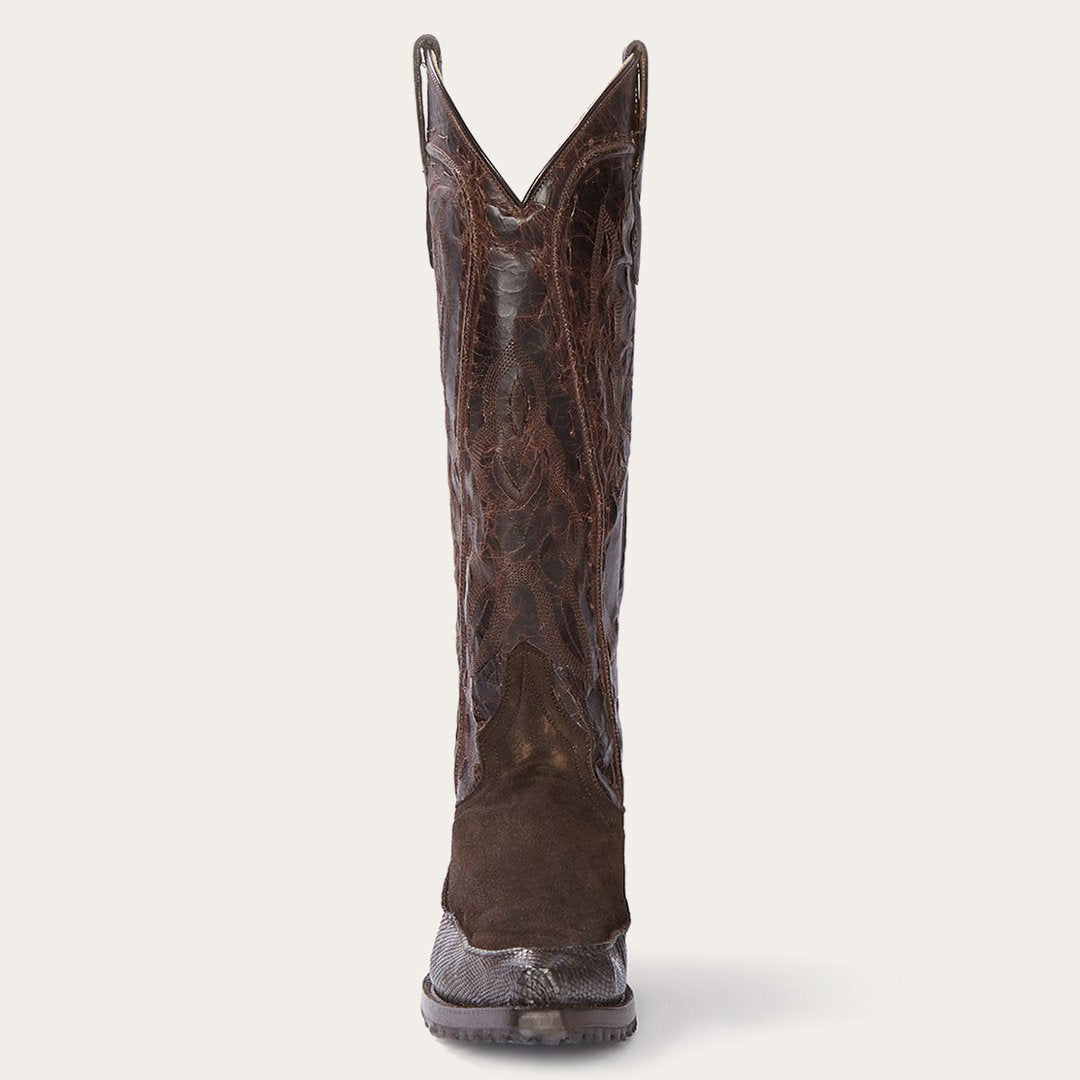 Dakota Brown Suede &amp; Teju Cowboy Boot Brown | Women Stetson Western