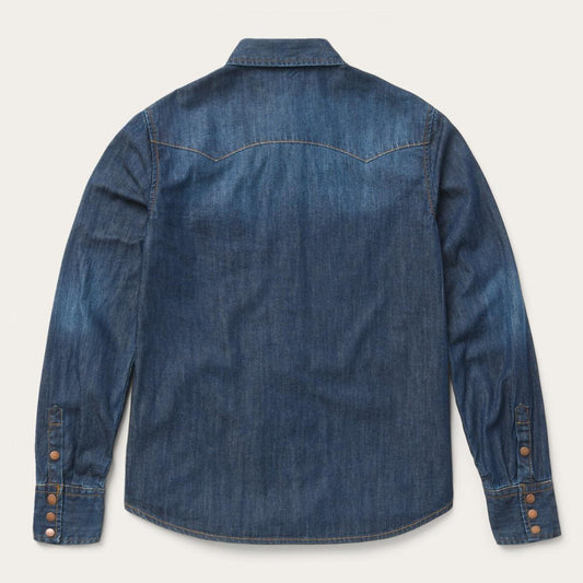 Dark Denim Snap Front Shirt Blue | Women Stetson Denim Shirts