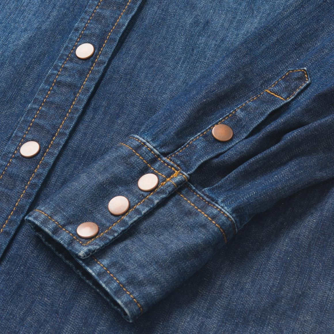 Dark Denim Snap Front Shirt Blue | Women Stetson Denim Shirts