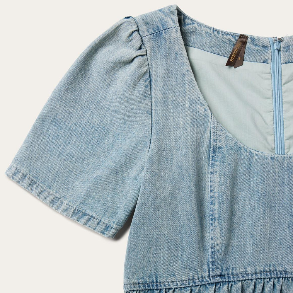 Denim Dress With Tiered Skirt Blue | Women Stetson Mini