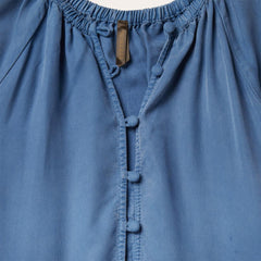 Denim Long Three Tiered Dress Blue | Women Stetson Midi