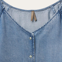 Denim Snap Front Blouse Blue | Women Stetson Blouses